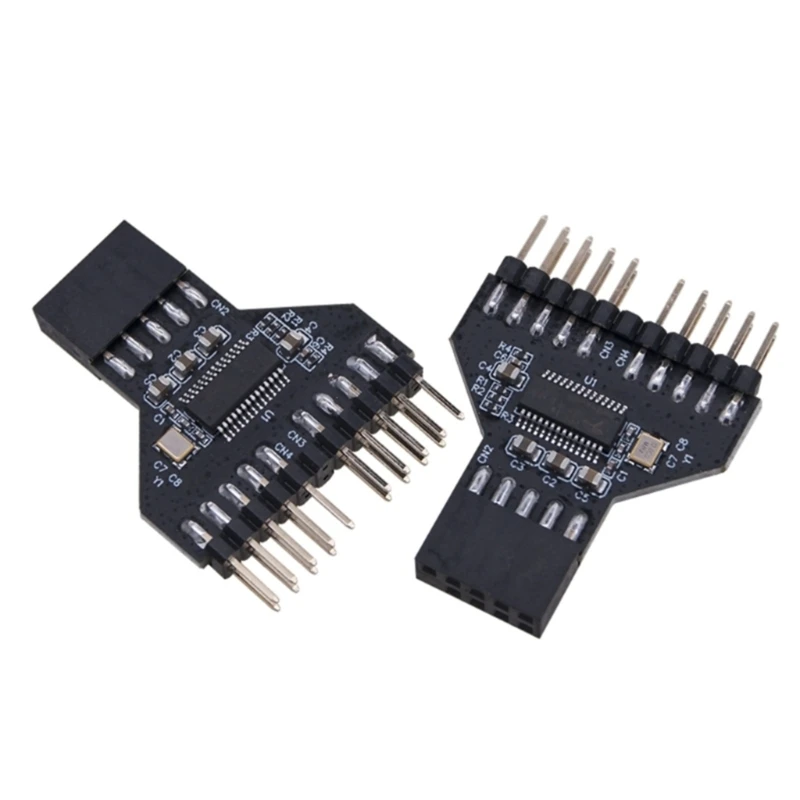 

51BE USB 2.0 9 Pin Splitter Motherboard USB 9Pin Header 1 to 2 Extension Adapter 9-Pin USB HUB USB2.0 Connectors for RGB Lamp