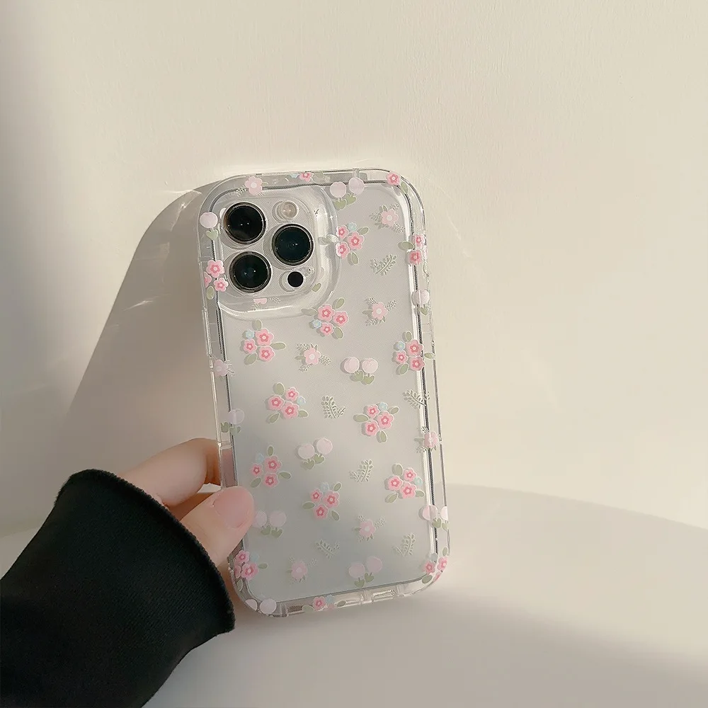 Pink sakura romantic flowers transparent Bracket shell Phone Case 