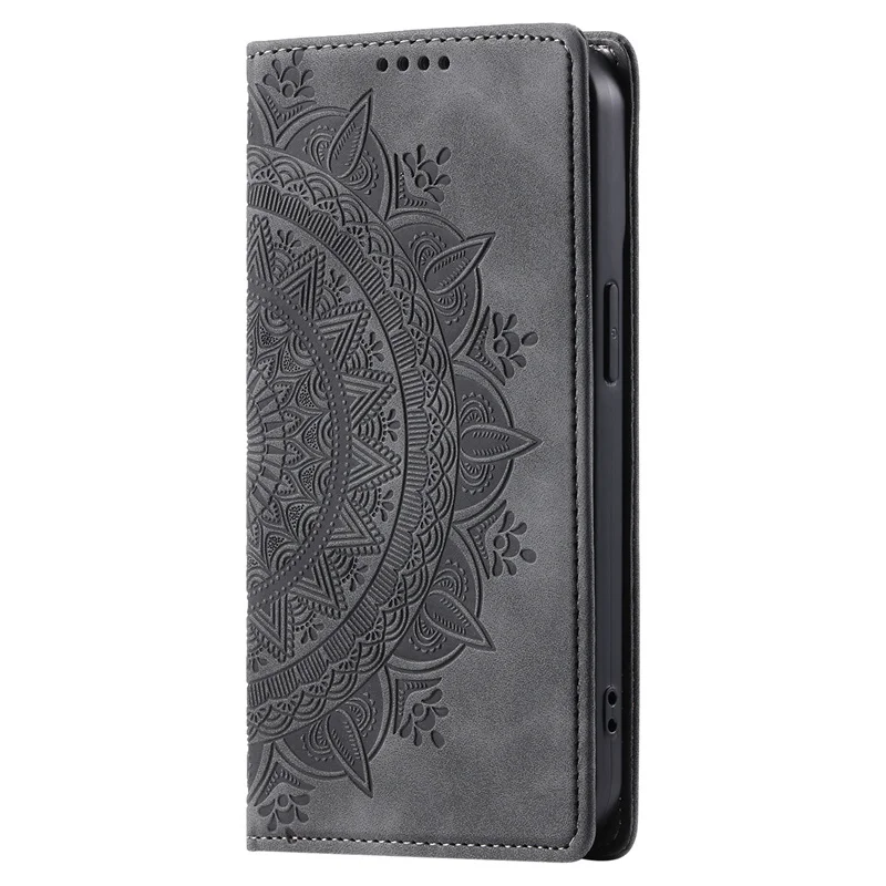 Leather Flip Case - Elegant Magnetic Phone Cover with Totems Design