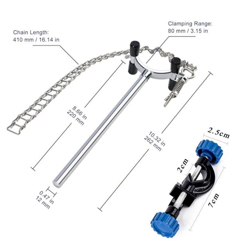 Lab Chain Clamp Beaker Chain Clamp with Adjustable Bosshead Holder (1 Lab and 1Cross clamp) 2pcs/set