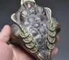 Free shipping 6"old chinese fengshui bronze gilt wealth money coin Toad Bufo Frog lucky statue 2