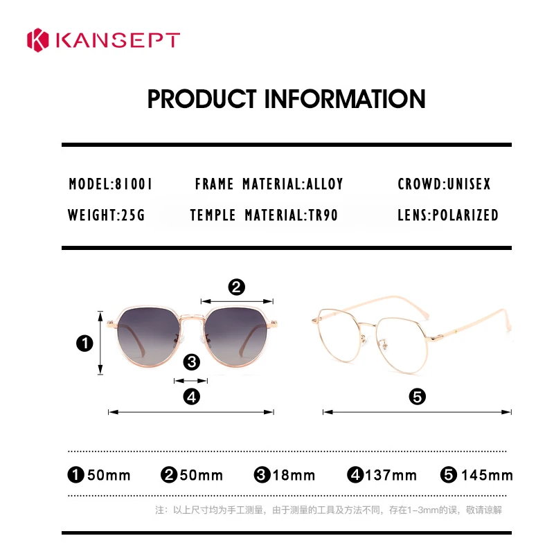 KANSEPT Metal Cat Eye Sunglasses Women Polarized Optical Eyeglasses Frame