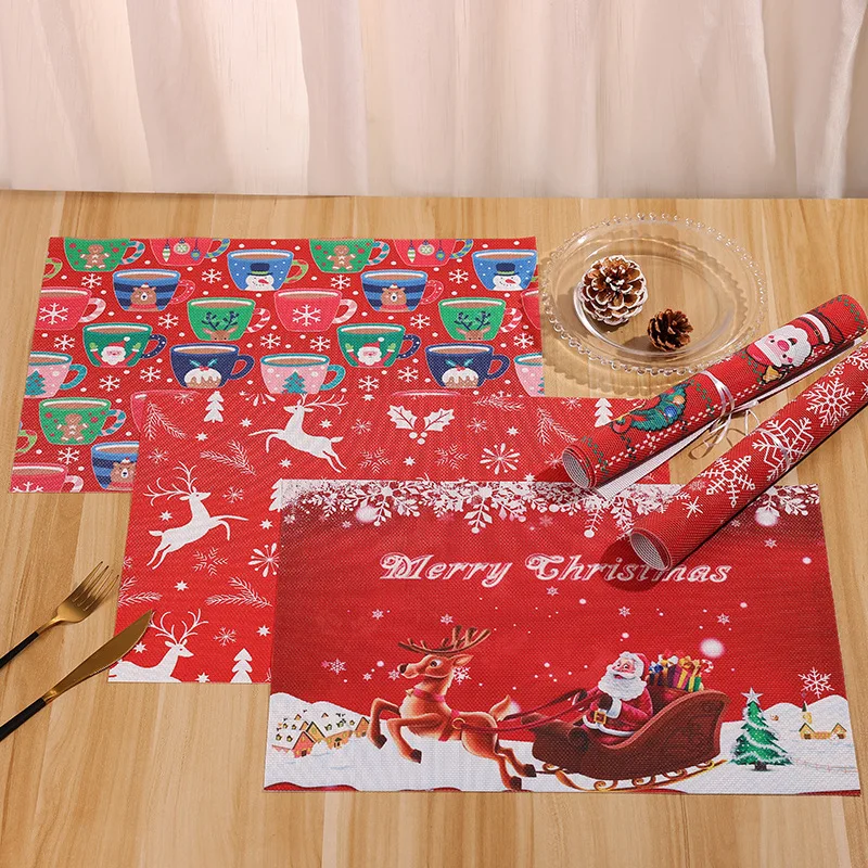 

6PCS 45*30CM Christmas TableRunner Merry Christmas Decoration HomeTable Cloth CoverXmas Ornament Navidad NoelGifts New YearParty