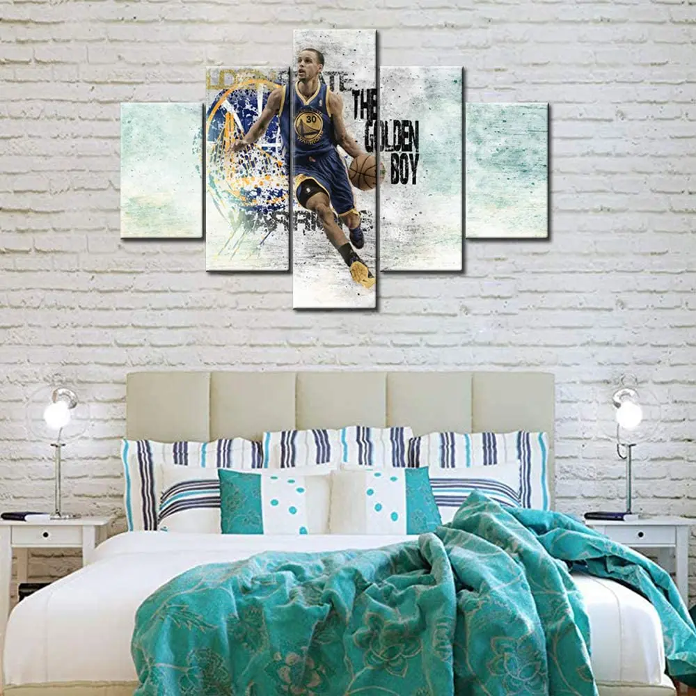 5 Panel Golden State Warriors Wall Art Sale For Living Room Wall Decor – 4  Fan Shop