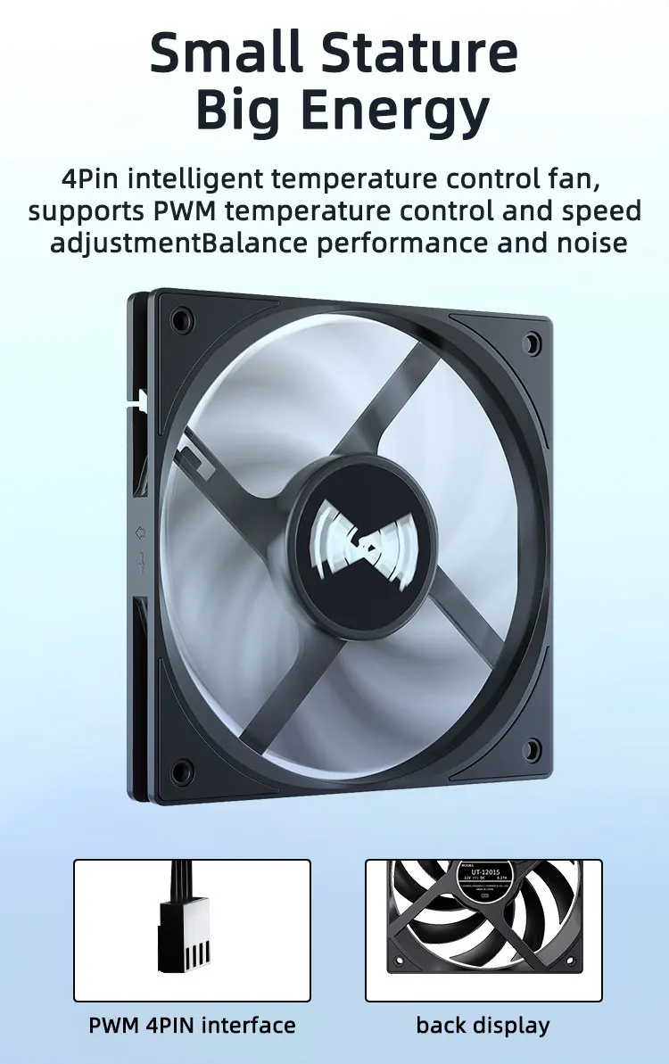 UT-12015 Slim PC Fan 120mm FDB Bearing Case Fan with PWM Sharing Technology (PST