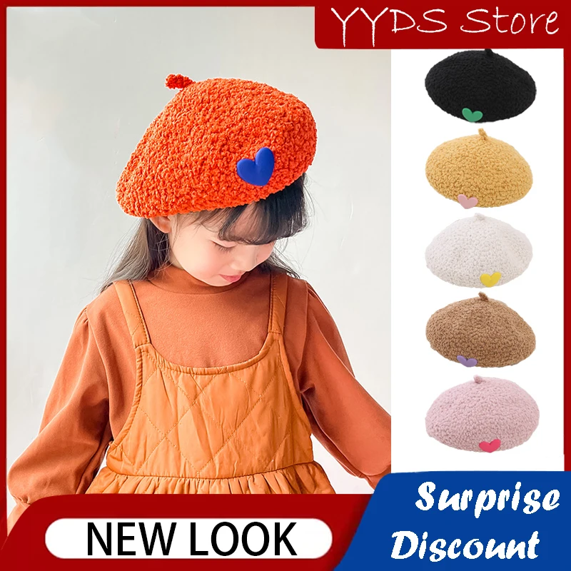 Ins New Love Label Painter Hat Winter Beanie Hat Personality Niche Girl Painter Hat Cute Children Beanie Bud Hat