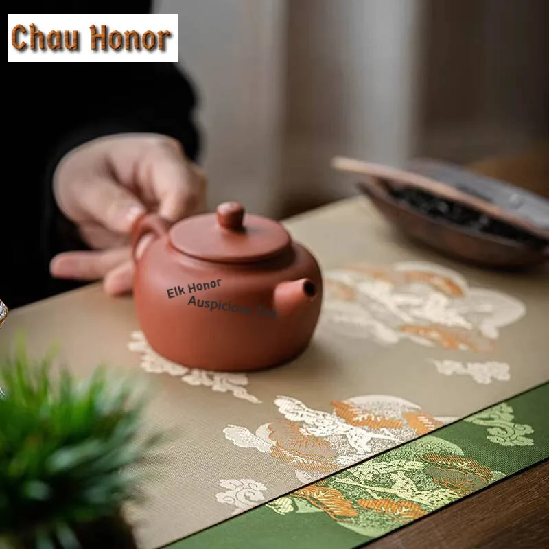 Brocade Cloud Pine Tea Making Mat Chinese Tea Flag Tea Tablecloth Small Towel Household Waterproof Fiber Tea Mat Tea Ceremony