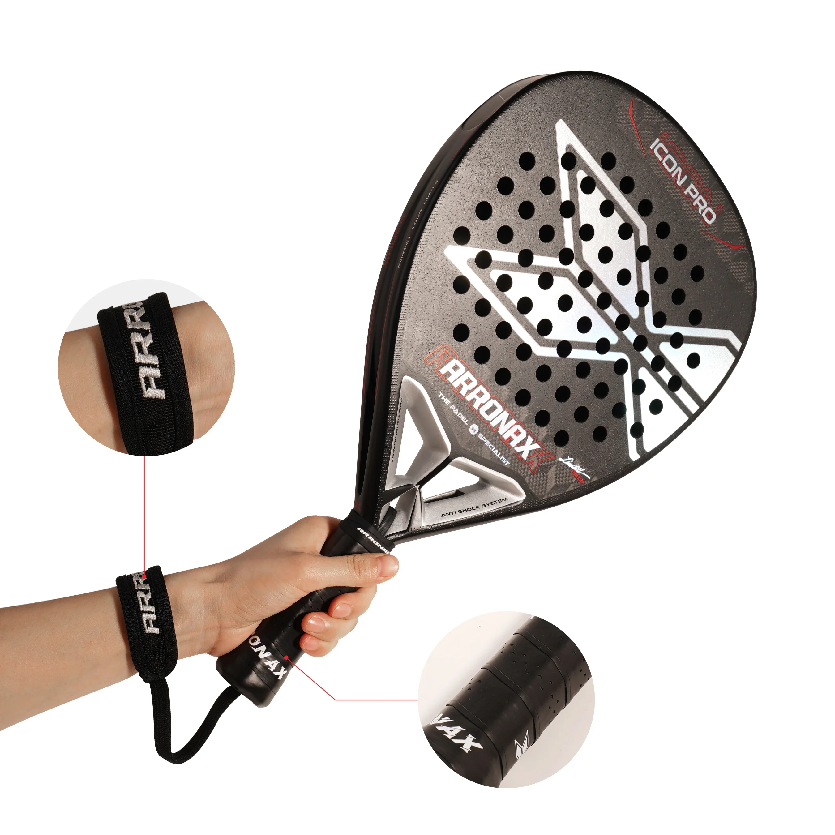 ARRONAX-Tennis Padel Racket Paddle Racquet EVA Soft 18K 24K Carbon Fiber 3D Hexgon Padel Paddle for Beginner