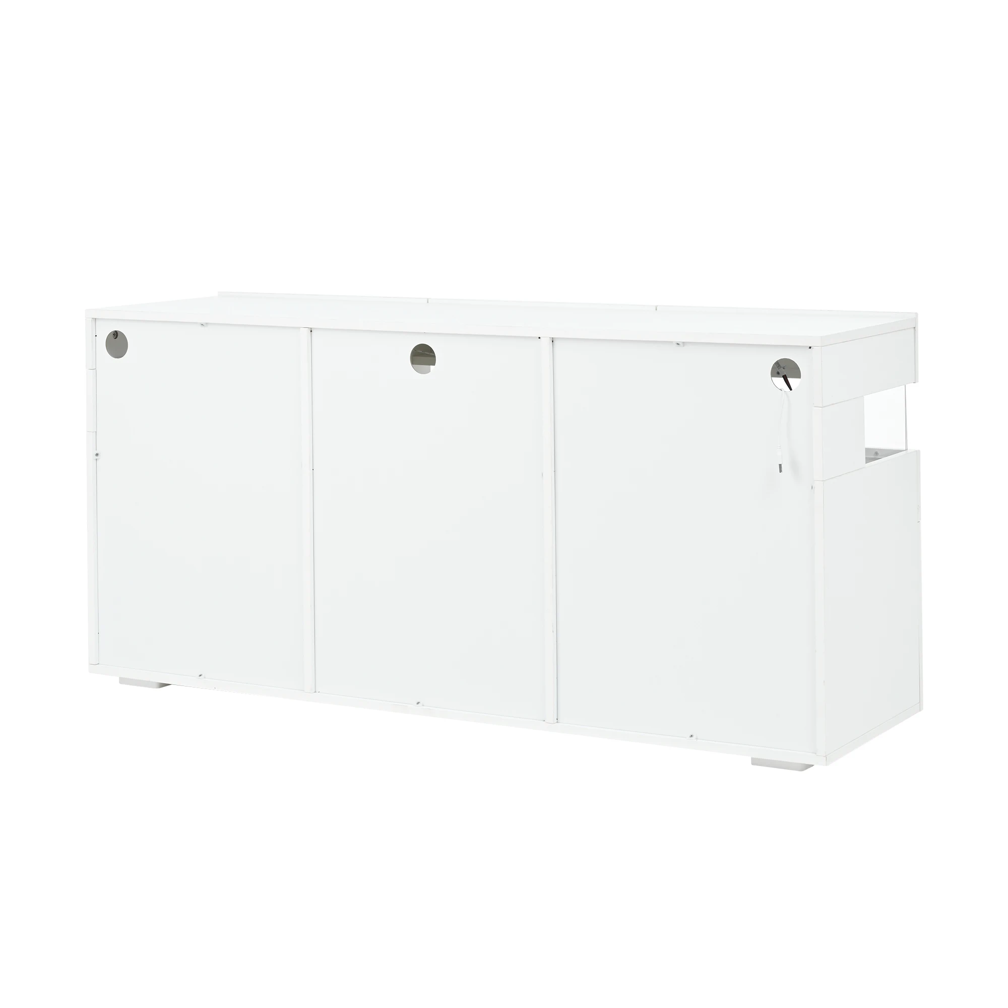 140 * 40,5 * 66,5 cm Wohnzimmer-Sideboard, Schrank mit 3 Türen, Hochglanz-Wohnzimmer-Kleiderschrank mit LED-Lichtleiste, transparent – Detail 26