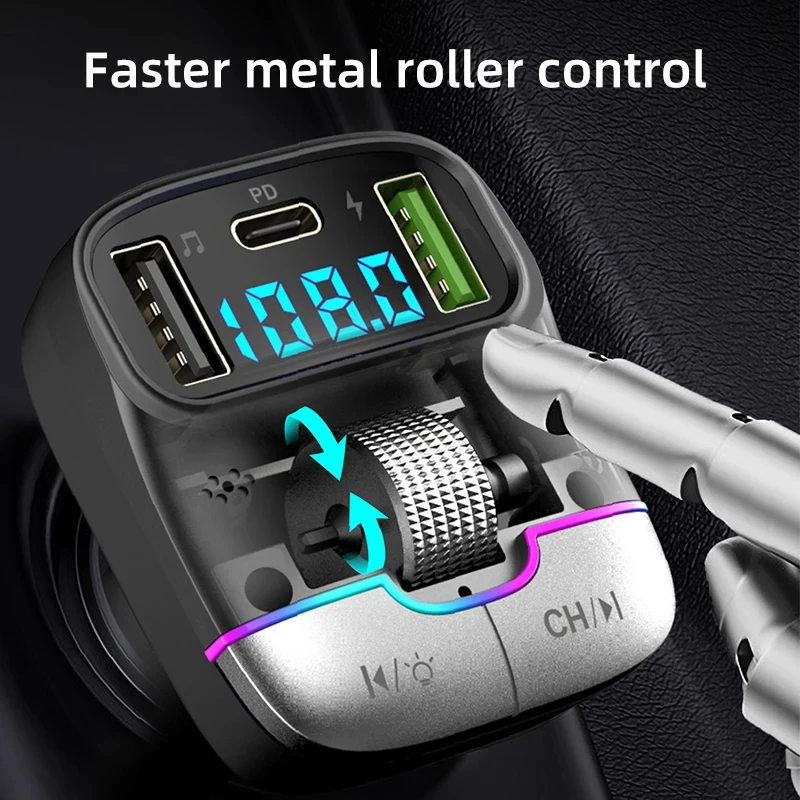 Bluetooth 5.4 Hands-Free Xiaomi FM Transmitter with Fast Charging Adapter