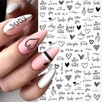 6PCS 3D Valentines Day Nail Art Sticker Lover Letter Cute Girl Cartoon Slider Full Wrap Stickers On Phone Nail Art Accessories 2