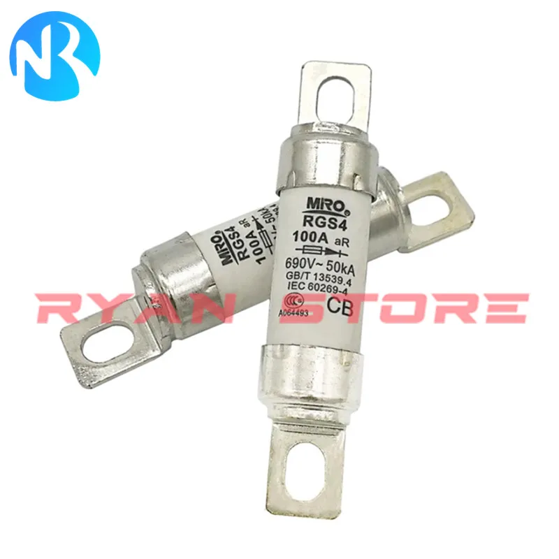 Fusível Rgs4 10a 16a 20a 25a 32a 35a 40a 50a 55a 63a 75a 80a 100a 110a ar 660gh 690v Parte 100 Novo