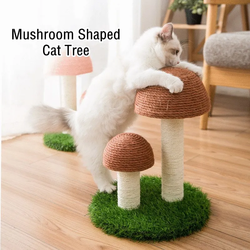 

Cat Tree Mushroom Shaped Cat Sisal Scratching Post Grinding Paws Toys Kittens Cat Climbing Stand Cat Scratcher Tower