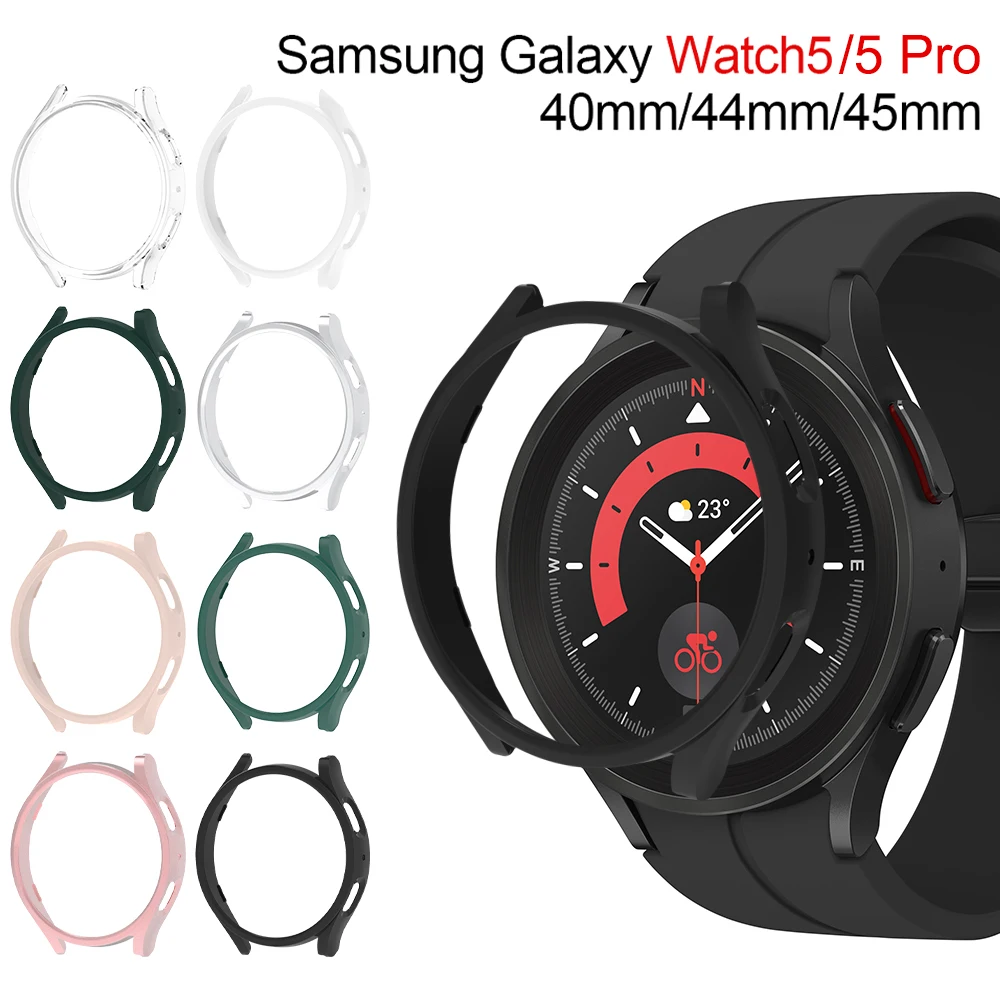 Чехол для Samsung Galaxy Watch 5 Pro 45 мм Galaxy Watch 5 40 мм 44 мм, Защитная пленка для экрана, ПК, бампер, Универсальные часы 5/5 Pro, аксессуары 2 шт стекло поликарбонатный чехол для часов samsung galaxy watch 5 40 мм 44 мм водонепроницаемый протектор для galaxy watch 5 pro 45 мм с закаленным стеклом 2 шт