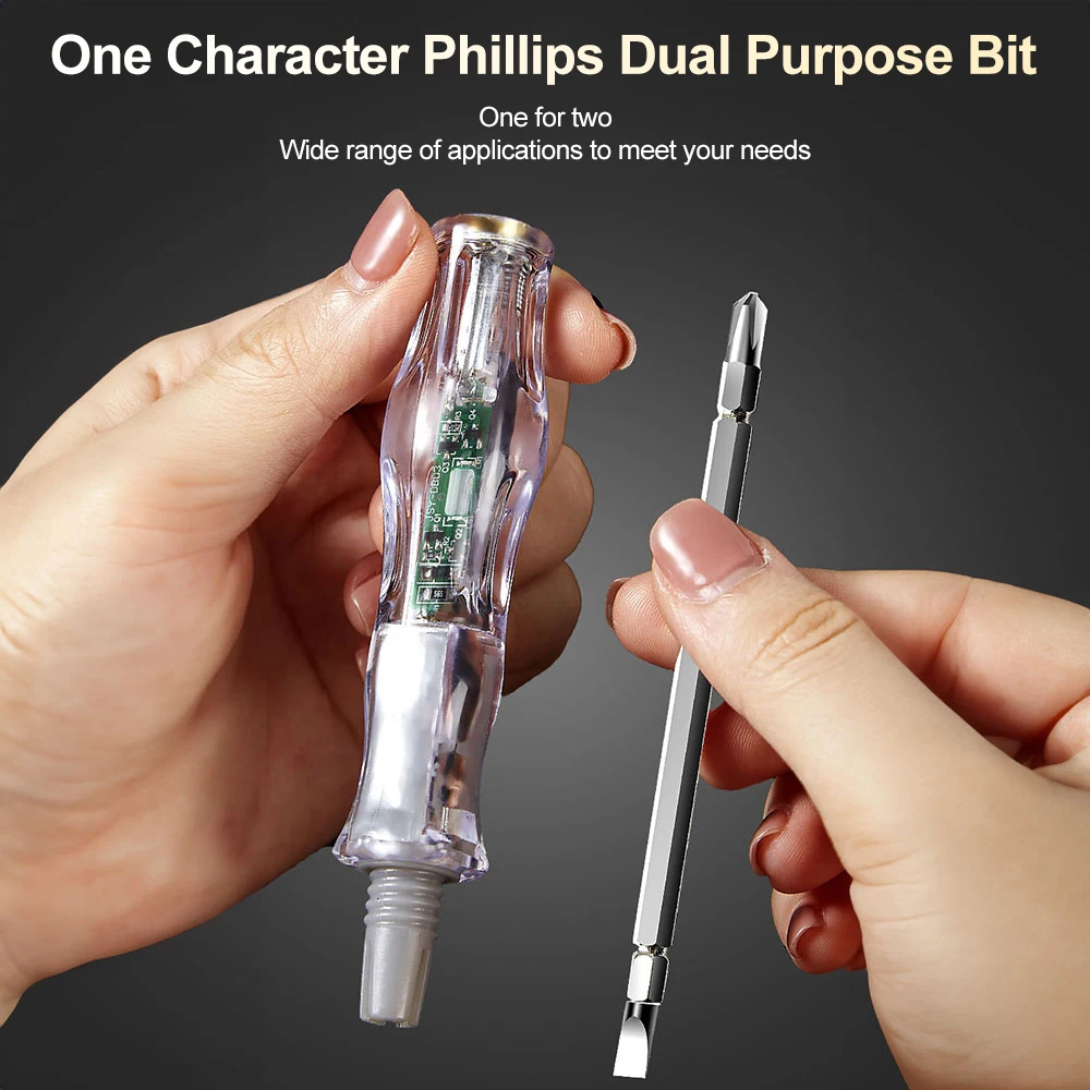AC 24-250V 3.5mm Dual Head Slot Voltage Tester Screwdriver Contact Voltage Tester Pen High Brightness Circuit Tester Screwdriver 2