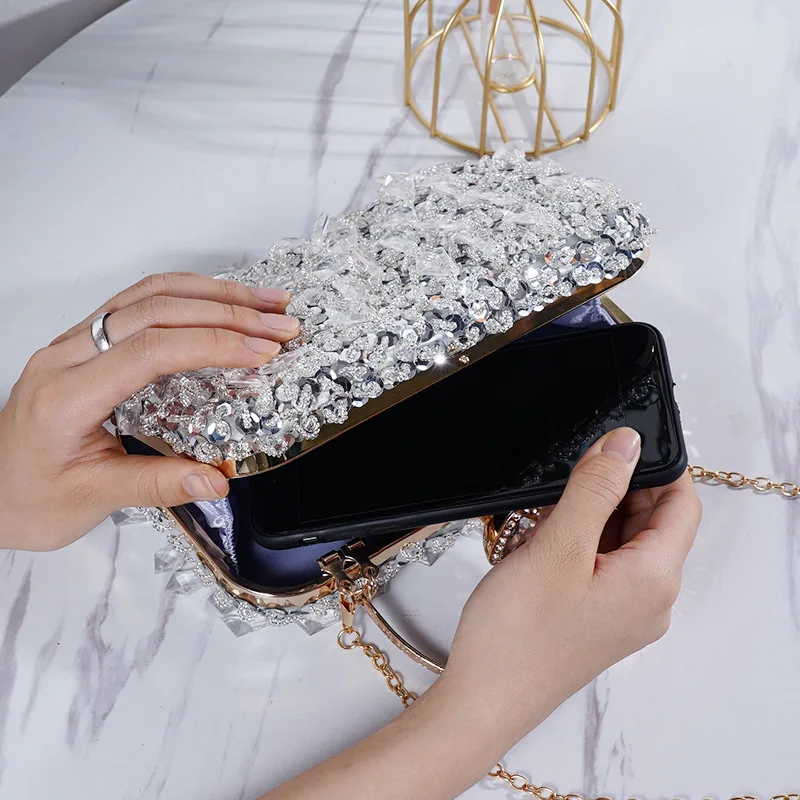 Women Handbag Evening Bags Sequin Beaded Banquet Handbags Clutches Chain Small Shoulder Bag Purses