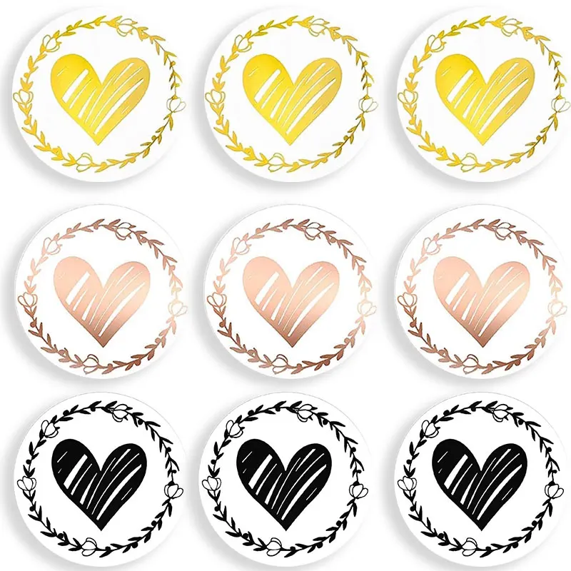 200pcs Heart Envelope Seals Clear Bronzing Heart Stickers Round Sealing  Sticker for Party Favor Wedding Invitation Card 3.2cm - AliExpress