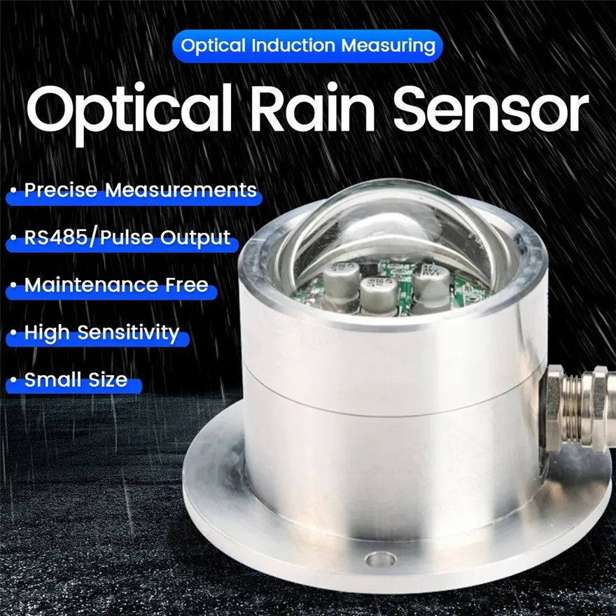 

0.1MM Resolution Outdoor Weather Rain Gauge Dual Channel Output RS485 Pulse High Precision Infrared Optical Rain Sensor Module