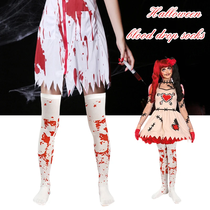 

1Pair Halloween Blood Socks Adult Women Over The Knee Socks Masquerade Carnival Clothing Halloween Party Cosplay Costume Supplie