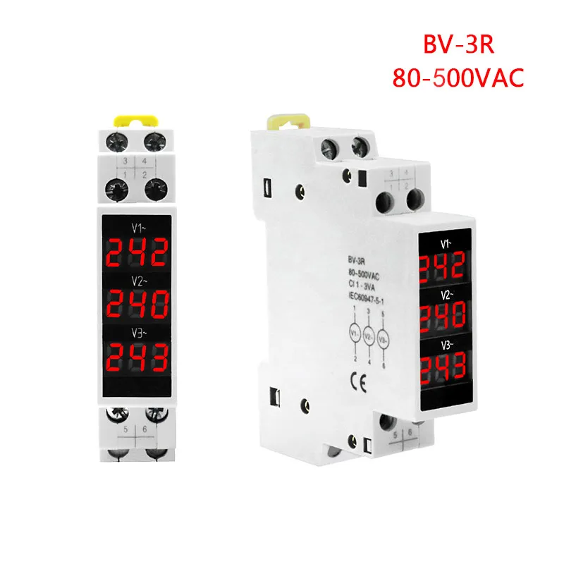 

Модульный измеритель напряжения 3PH 80-500VAC Din Rail с цифровым мини-дисплеем