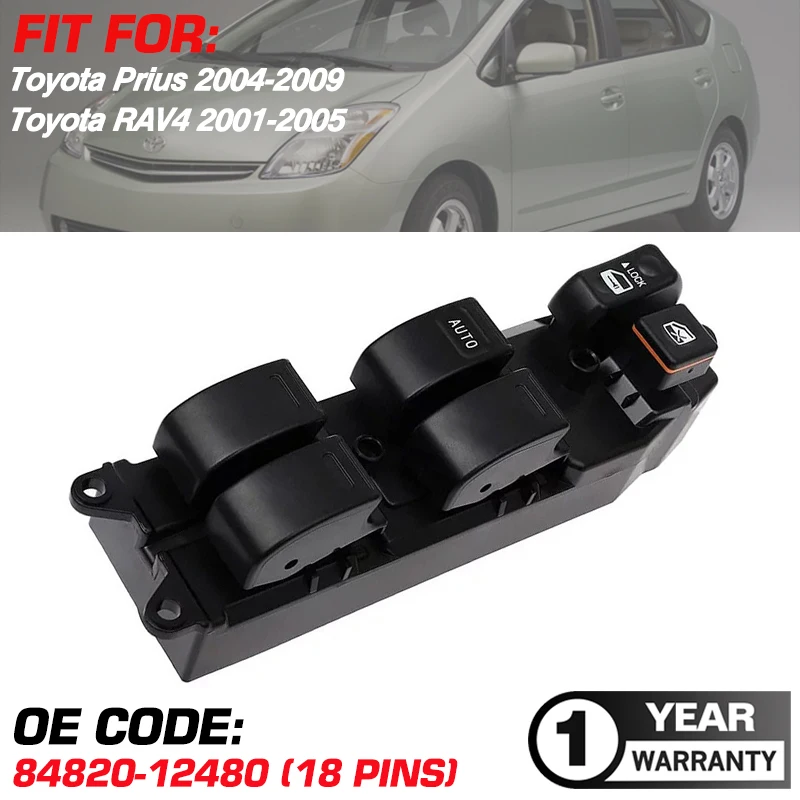 Front Left Car Window Control Switch Master Button For Toyota Prius 2004-2009 Toyota RAV4 2001-2005 84820-12480 84820-42090