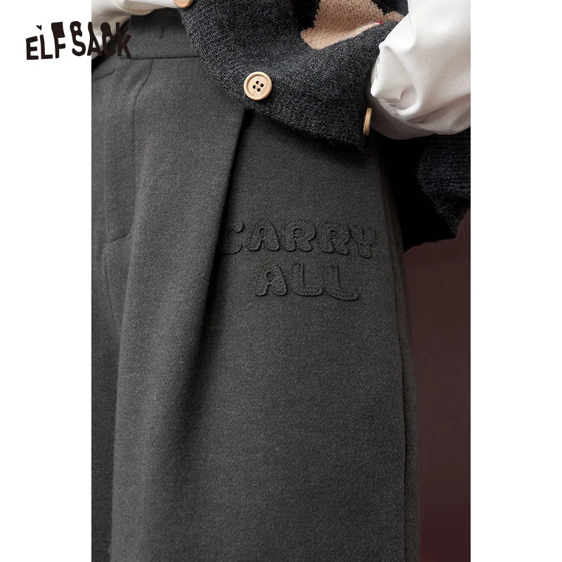 ELFSACK Korean Fashion Gray High Waist Shorts Women 2023 Winter New Casual Dressy Bottoms