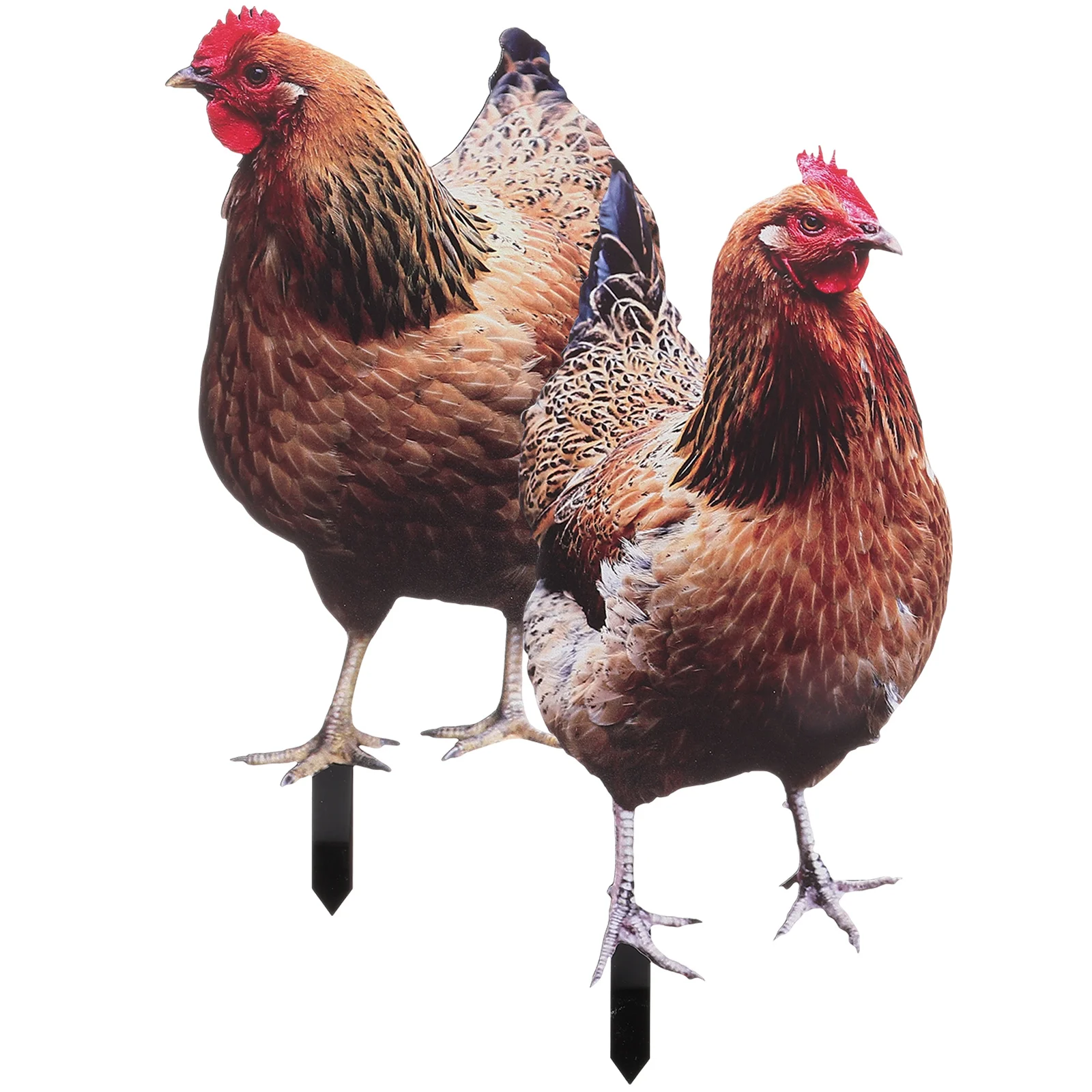 

2 Pcs Chicken Garden Decorations Stakes Decorations Figures Sculpture Rooster Statue Outdoor Wood Pile