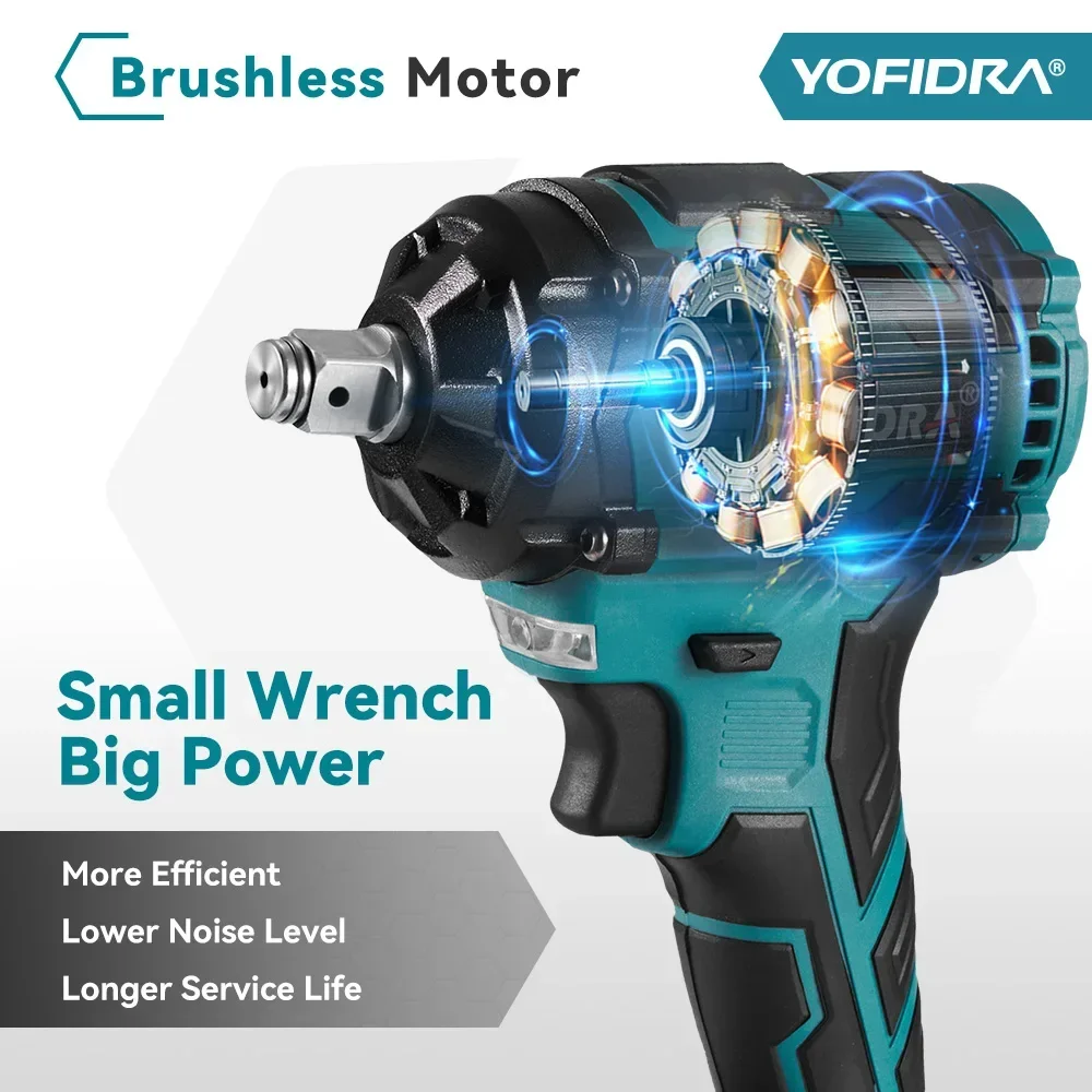 1000N.M Brushless Electric Impact Wrench Cordless Electric Wrench 1/2 inch Screwdriver Socket Power Tools for Makita 18V Battery 3