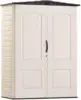 Large Vertical Resin Outdoor Storage Shed With Floor (6.2 x 4.6 Ft), Weather Resistant, Beige/Brown, Organization for 4