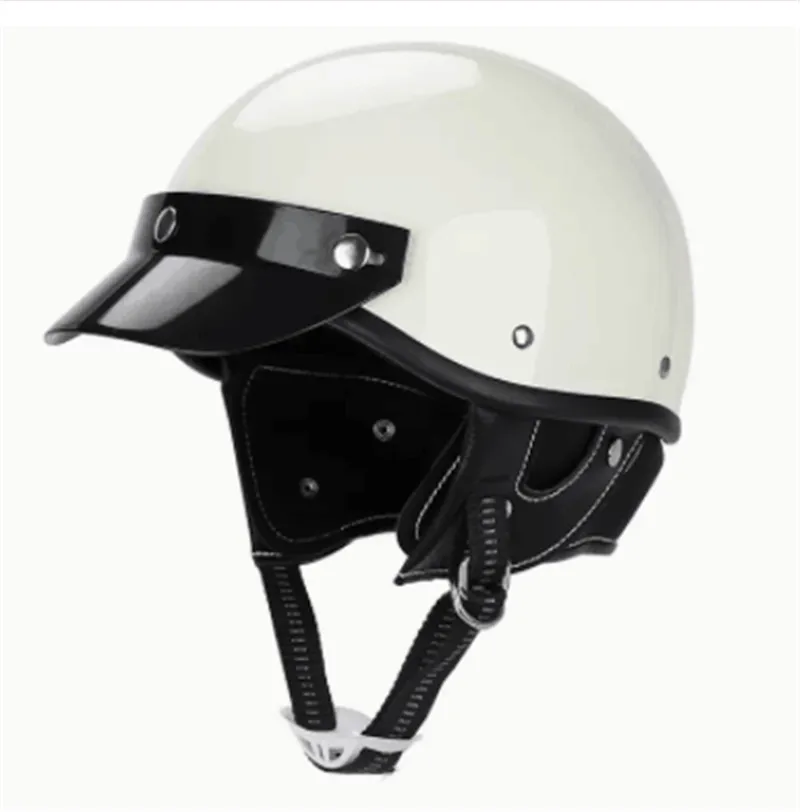 Vendita Calda Vintage Mezza Faccia Moto Casco Casque Moto Retro Caschi Dot Gloss White S M L Xl