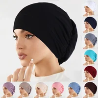 Mode musulmane femmes Hijabs doux extensible couleur unie Turban chapeau Cancer chimio bonnets casquettes chapeaux bandeau cheveux accessoires 1