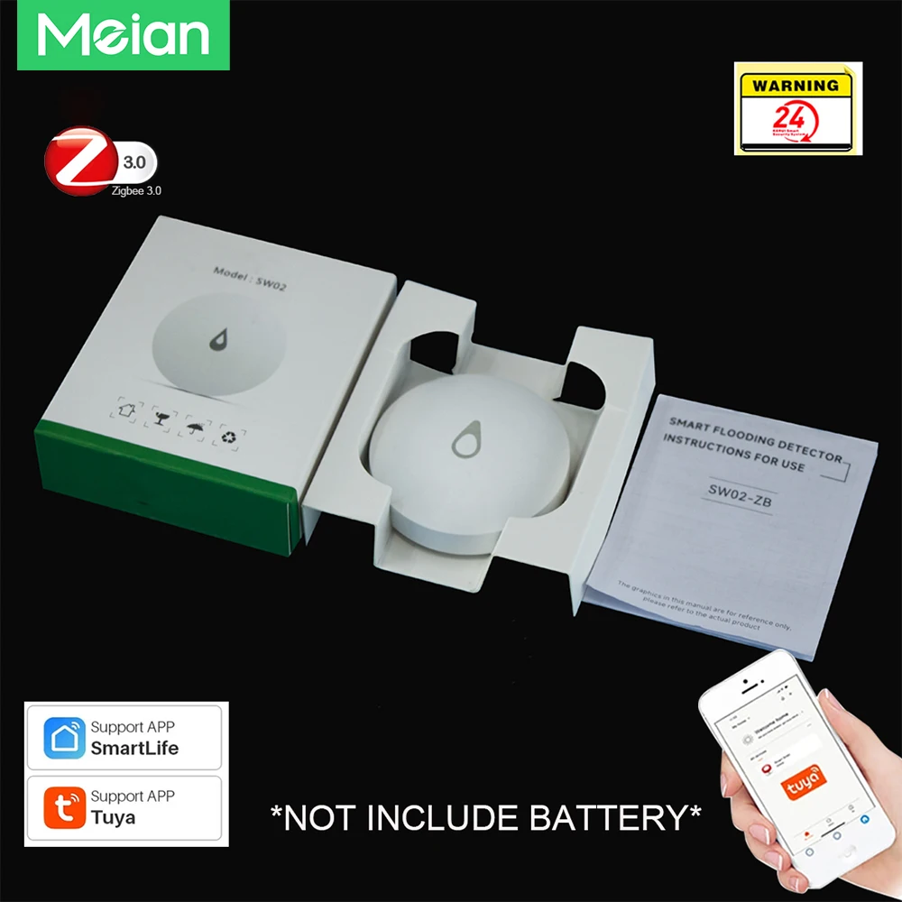 

iAlarm ZigBee 3.0 Flood Water Immersion Leakage Leak Detector Linkage Security Alarm Sensor Overflow Alert Waterproof Smart Home