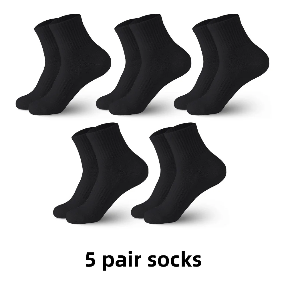 5 Pairs Unisex Solid Color Medium Tupe Socks Cotton Business Breathable Odorproof High-quality Men's Women's Ankle Socks 4 S09c09eced2854fd68aaa441595fb728cb