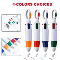 Retractable Shuttle Pens with Carabiner Clip - Pack of 4-12 Bulk 4-in-1 Multi-Colored Ink Ballpoint Pens with Keychain for Adult 2