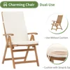 Folding Patio Dining Chair Set of 2, Outdoor Acacia Wooden Reclining Chair w/Armrest & Removeable Cushion, FSC Certified Wood 5