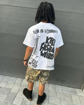 T-shirt surdimensionné pour hommes, rétro américain, rue, imprimé Alphabet, Y2k, Harajuku, mode Couple, chemise ample décontractée, été 2024 9