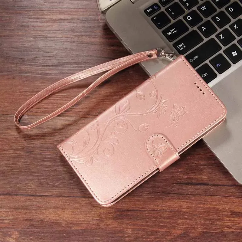 Leather Wallet Flip Case | Flower Embossed Design