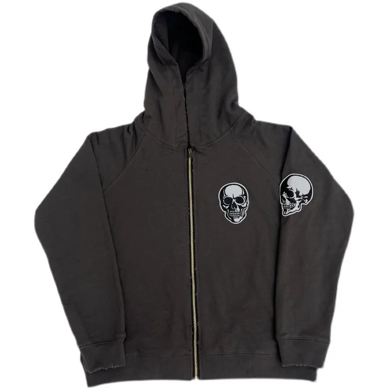 

New Luxury 2022 Skull Head Number Nine Face Pullover Hoodies Hoody hooded Sweatshirts velvet Cotton Thick Fleece Asian R086