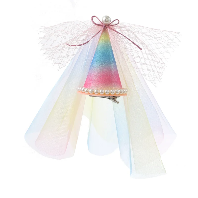 Pet Hat Mesh Ribbon Hair Clip Birthday Party Princess Hat Photo Decoration Props Dog Accessories for Small Dogs Puppy