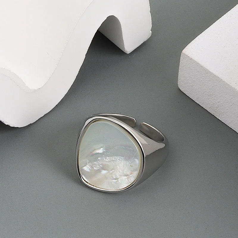 Fashion Ring Trendy Shell Geometry For Women Simple Vintage Silver Elegant Wedding Party Jewelry Accessories Gift