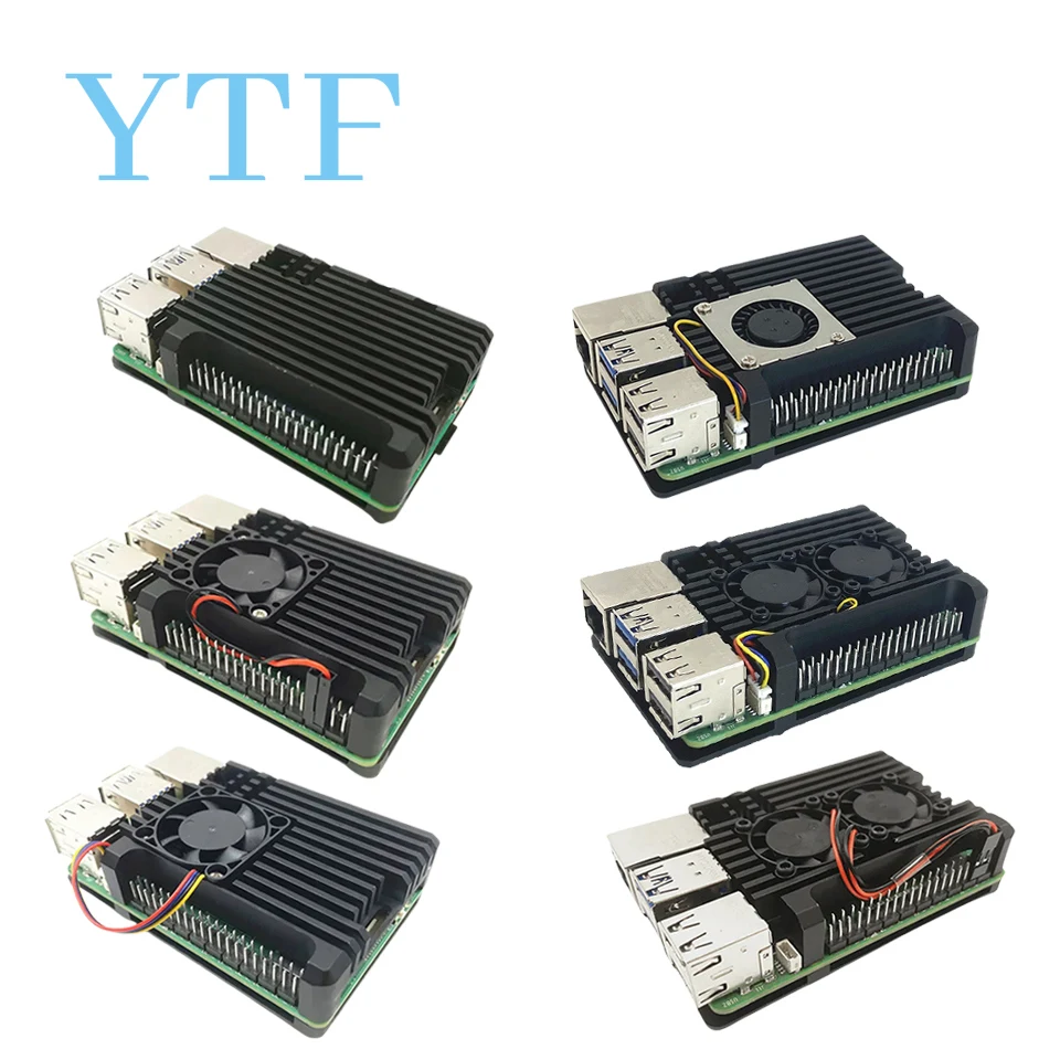 Raspberry Pi 5 Aluminum Case Metal Shell Cooling Fan Silicone Heatsink Active Passive Cooling Radiator Cooler For RPi 5