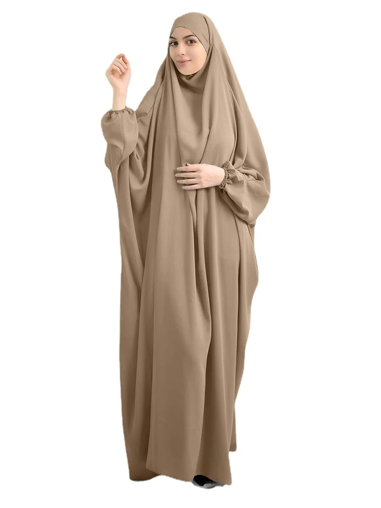 

Eid Bat Sleeve Hooded Robe Muslim Women Hijab Prayer Garment dress Abaya Full Face Middle East Dubai Dress Islamic Clothing