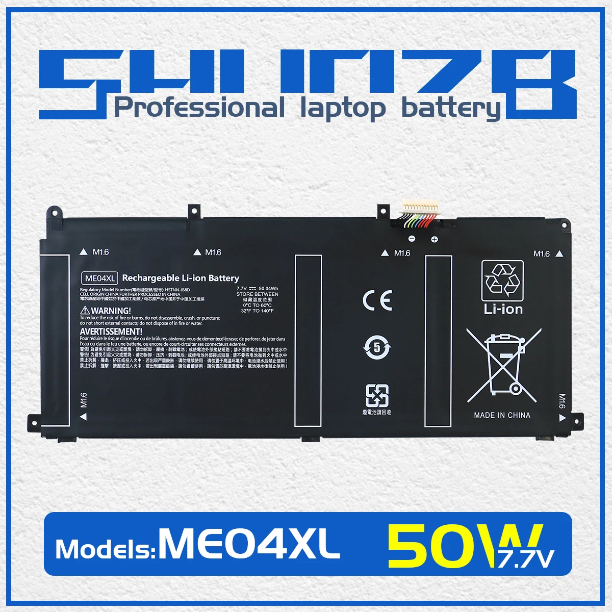 Shuozb Me04Xl Batteria Per Laptop Per Hp Elite X2 1013 G3 Hstnn-Ib8D Muslimate 937434-855 937519-171 Notebook 7.7V 50.04Wh 6500Mah