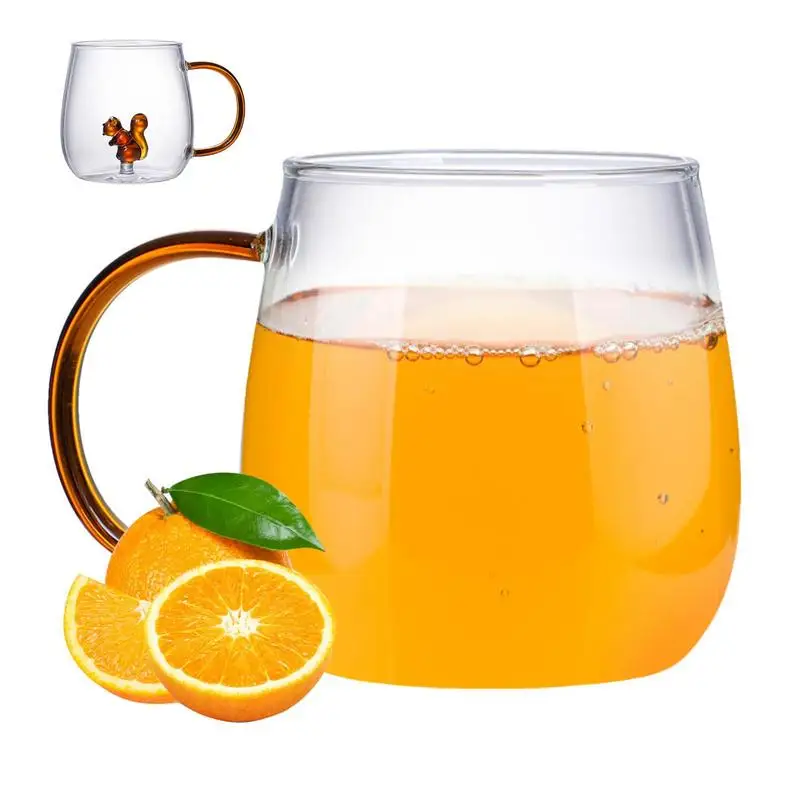 3D Animal Coffee Mug 380ml Transparent 3D Animal Borosilicate Glass Drinking Cups Portable Coffee Cups for Cold & Hot Drinks
