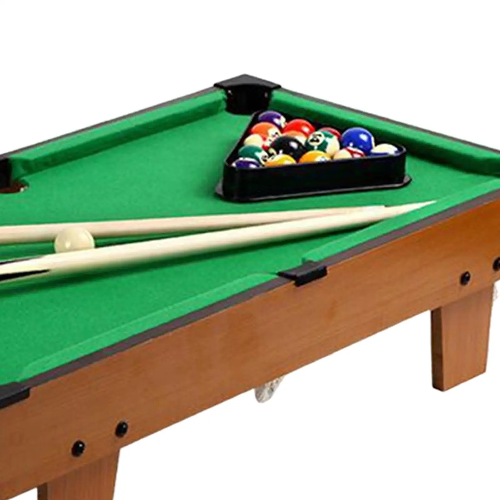 Durable Pool Table Set Game Toy 15 Colorful Balls, 1 Cue Ball Billiard Cues Wood