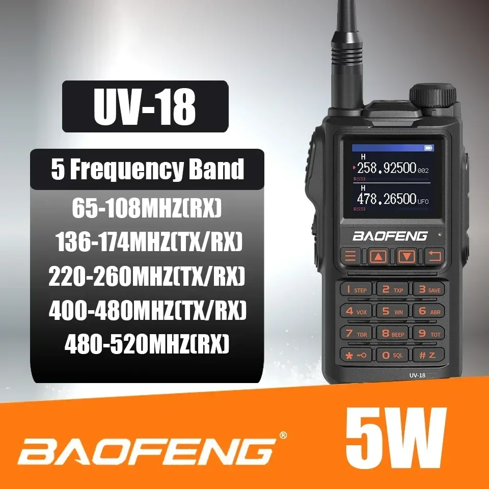 Baofeng Official Store UV-18 Pro Walkie Talkie 5W Wireless Copy Frequency 999CH NOAA Long Range Type-C Ham Two Way Radio NO GPS 2