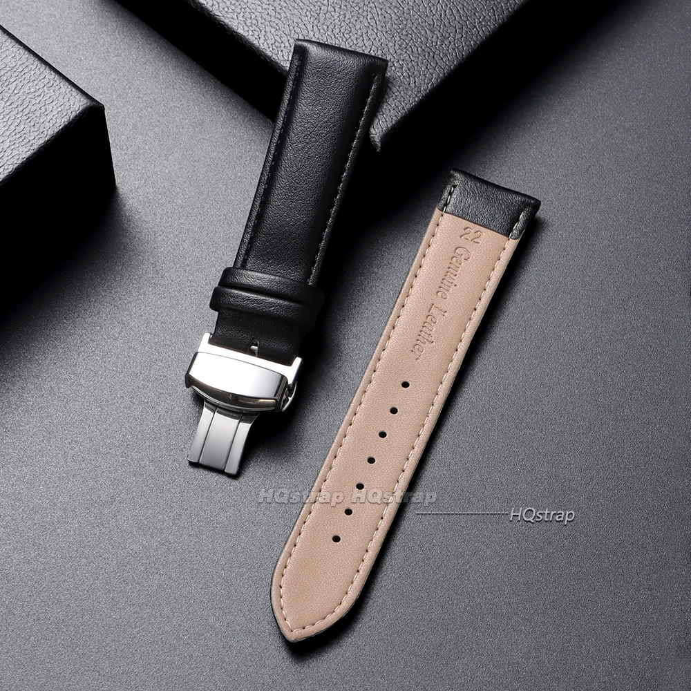 Elegant Calfskin Watch Band with Butterfly Clasp