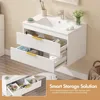 30" Bathroom Vanity Cabinet with Ceramic Sink, Wall-Mounted Floating Vanity, 2 Large Storage Drawers, with Sensor LED Light 3