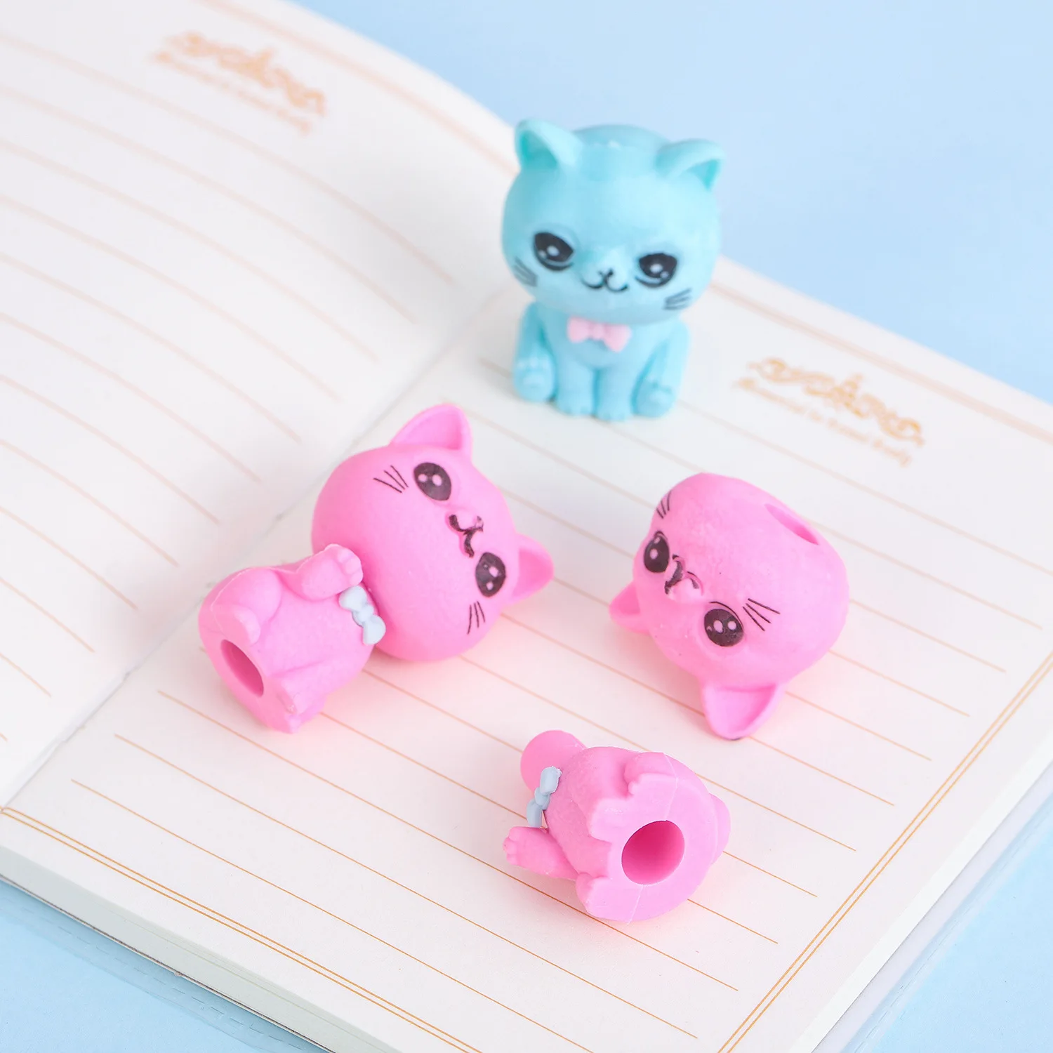 3 Piece Cartoon Cute Cat Rubber Eraser Novelty Stationery pencil eraser eraser pen retractable eraser kneadable eraser eraser refillable pen biscuit eraser plasticine eraser