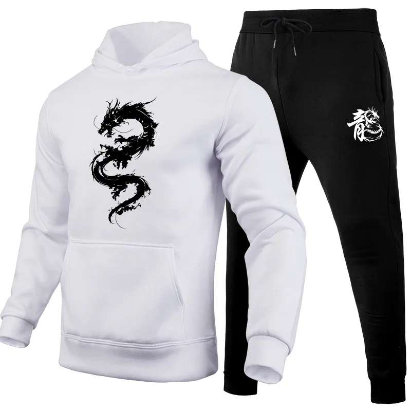 Men Autumn Winter Hoodies Tracksuit Gym Outfits